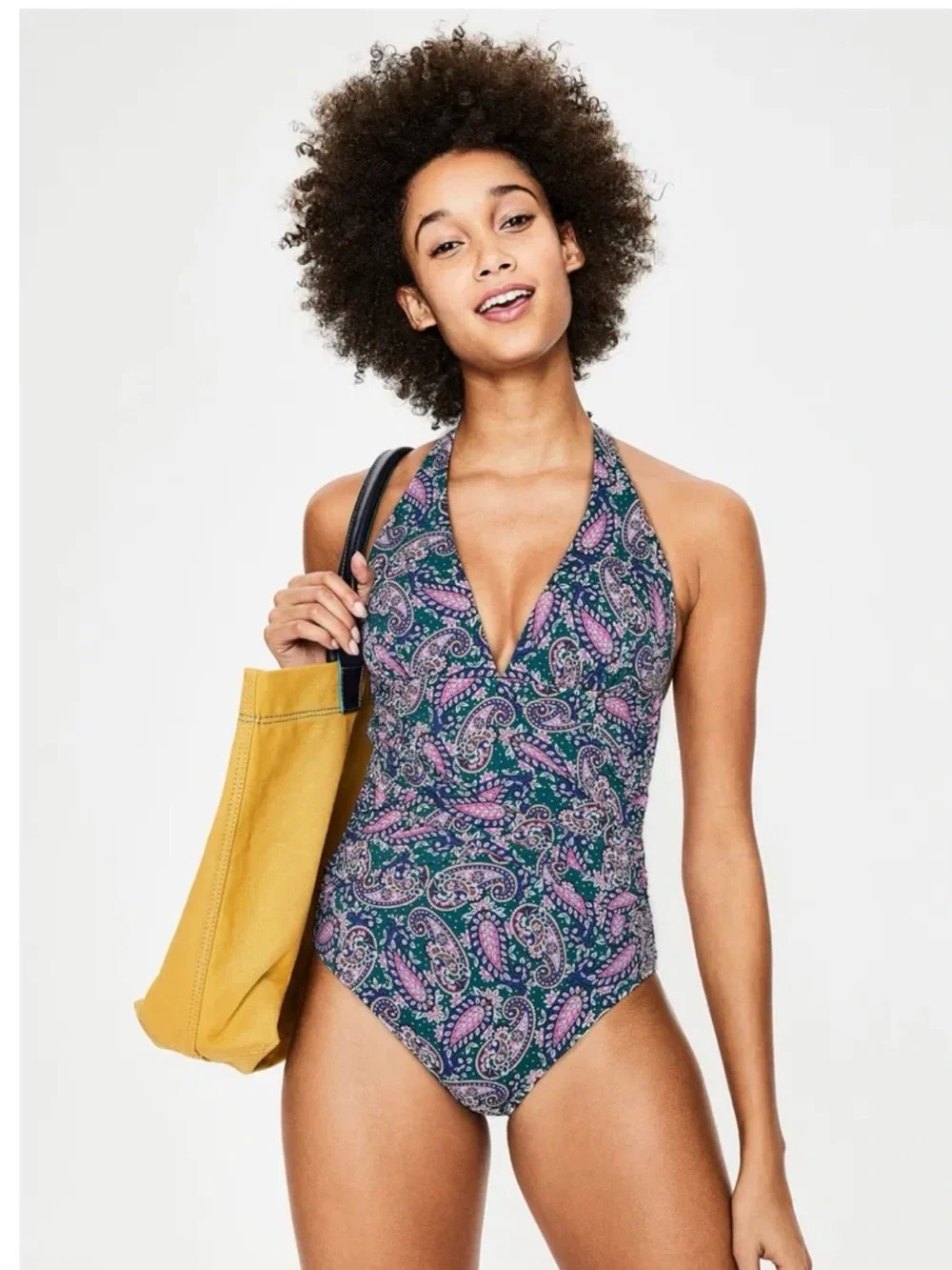 Boden Valencia One Piece Swimsuit. Green, blue, pink paisley. Size 6 - Picture 2 of 12